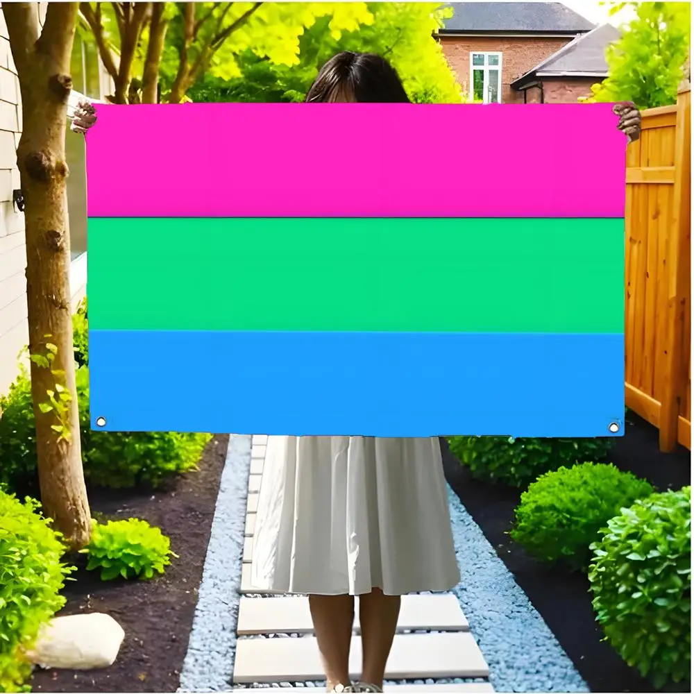 Multifaceted Attractive P-Polysexual Pride Flags Borderless four-ring ornament indoor outdoor decoration effortless to hang