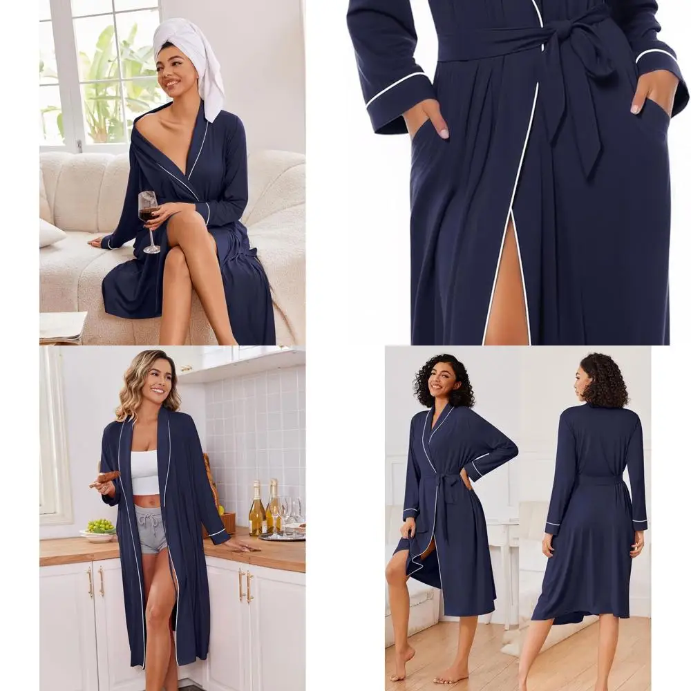 

Lightweight Knit Women's Kimono Bathrobe, Soft Sleepwear Shawl, Casual Loungewear, Sizes S-XXL