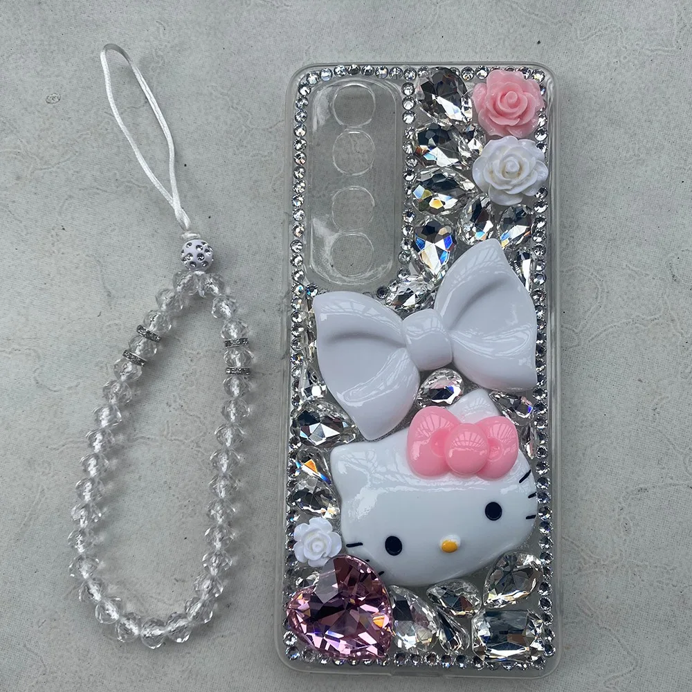 Sanrio Hello Kitty Luxus Glitzer Strass Schleife Hülle für Huawei Mate 80 70 60 50 Pura 80 Ultra 70 P60 Nova 15 11 12 13 14 – Detail 2