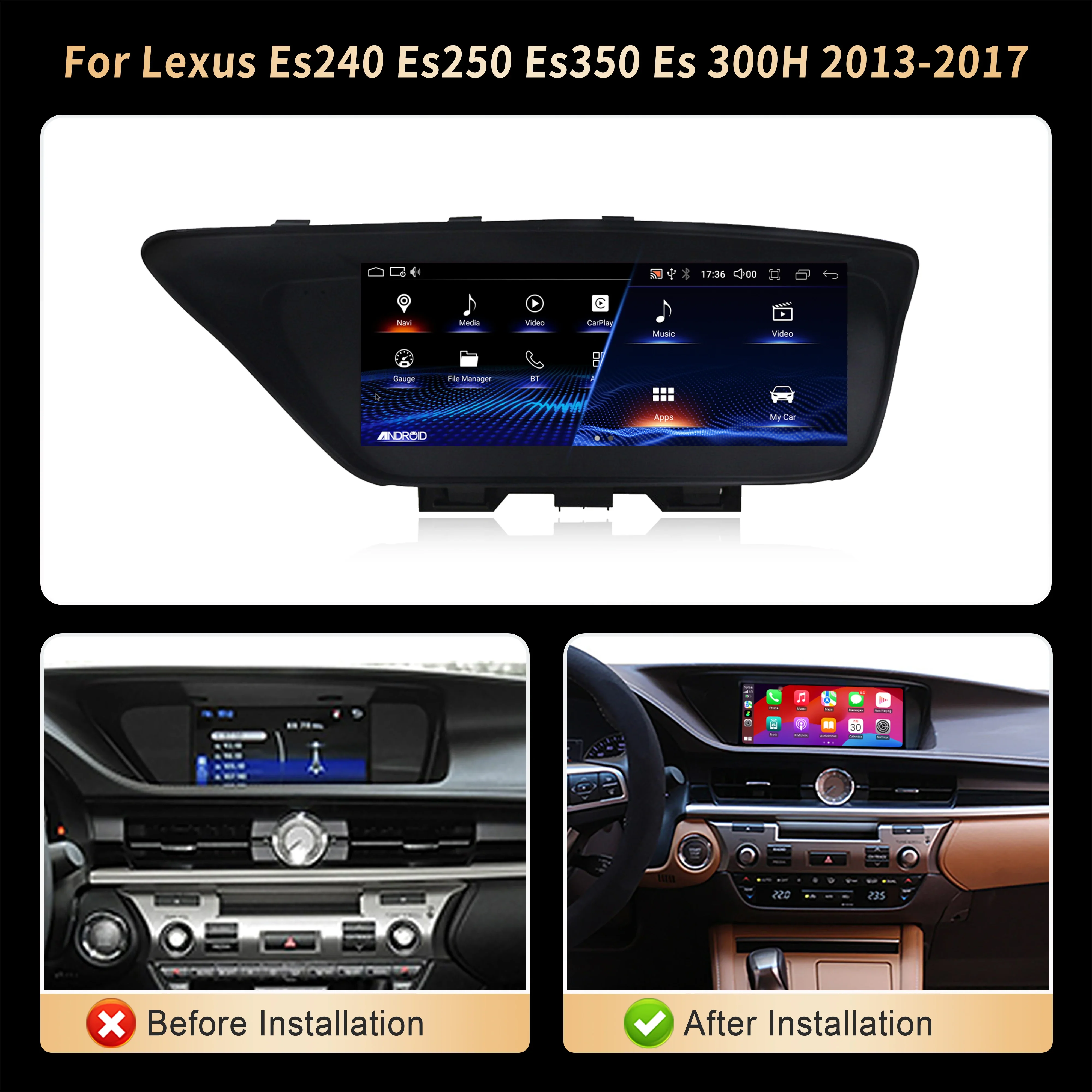 10.25inch For Lexus Es240 Es250 Es350 Es 300H 2013-2017 Car Radio Multimedia Carplay Multimedia Navigation 4G GPS Touch Screen