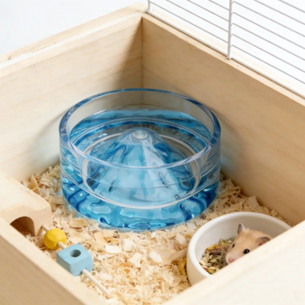 Portable Mountain Raised Crystal Glass Hamster Feeding Bowl Anti-tip Transparent Hamster Food Bowl Mini Pet Watering Bowl Cat