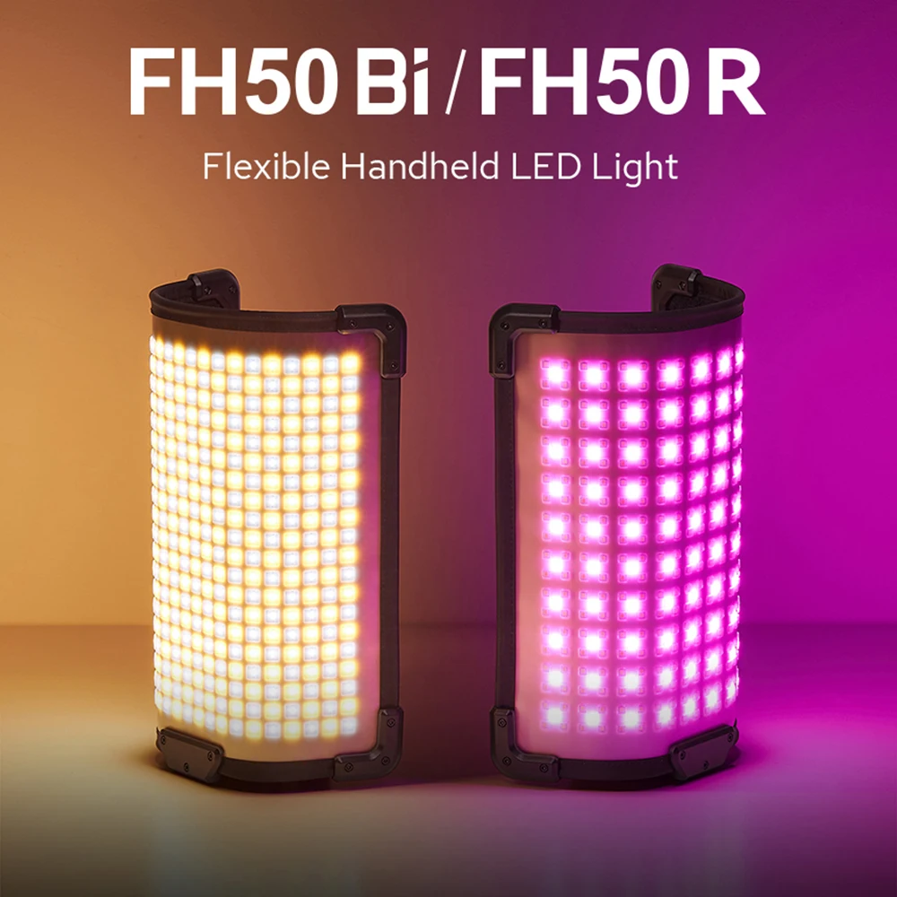 Godox FH50Bi Bi-color 2800-6500K / FH50R Full Color 2500-10000K Flexible Handheld LED Video Fill Light Panel Live Photo Lighting