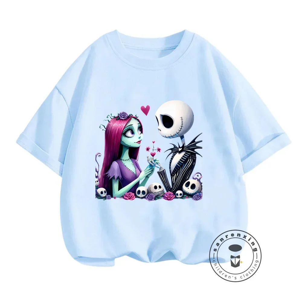 Pleasant Summer The Nightmare Before Christmas Q-Version Cartoon Tees for Children Enjoyable O-Neck Hip-Hop Style T-Shirts