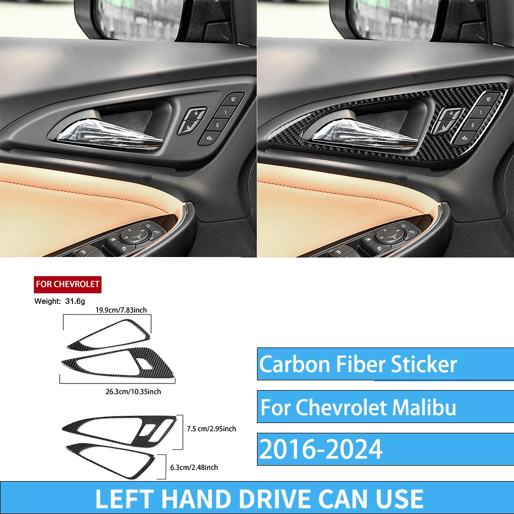 Carbon Fiber Look Side Window Louver Shutter Trim – Fits Chevrolet Malibu 2016–2022 (ABS, Black)