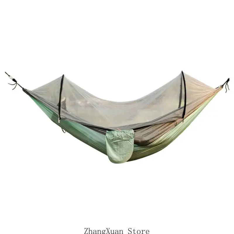 Outdoor-Hängematte mit Insektenschutz, Hängehängematte, Tragetasche und Hängebändern für Camping, Ruhe und Reisen 3XUF – Detail 10
