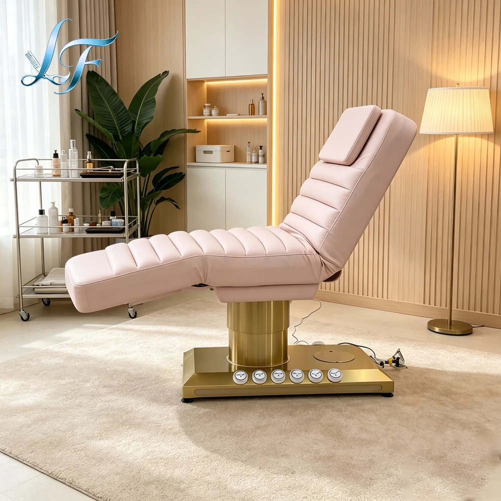 Cama Cosmética Eléctrica de Cuero Sintético para Masaje Facial y de Pestañas, Utilizada en Salones de Belleza Profesionales