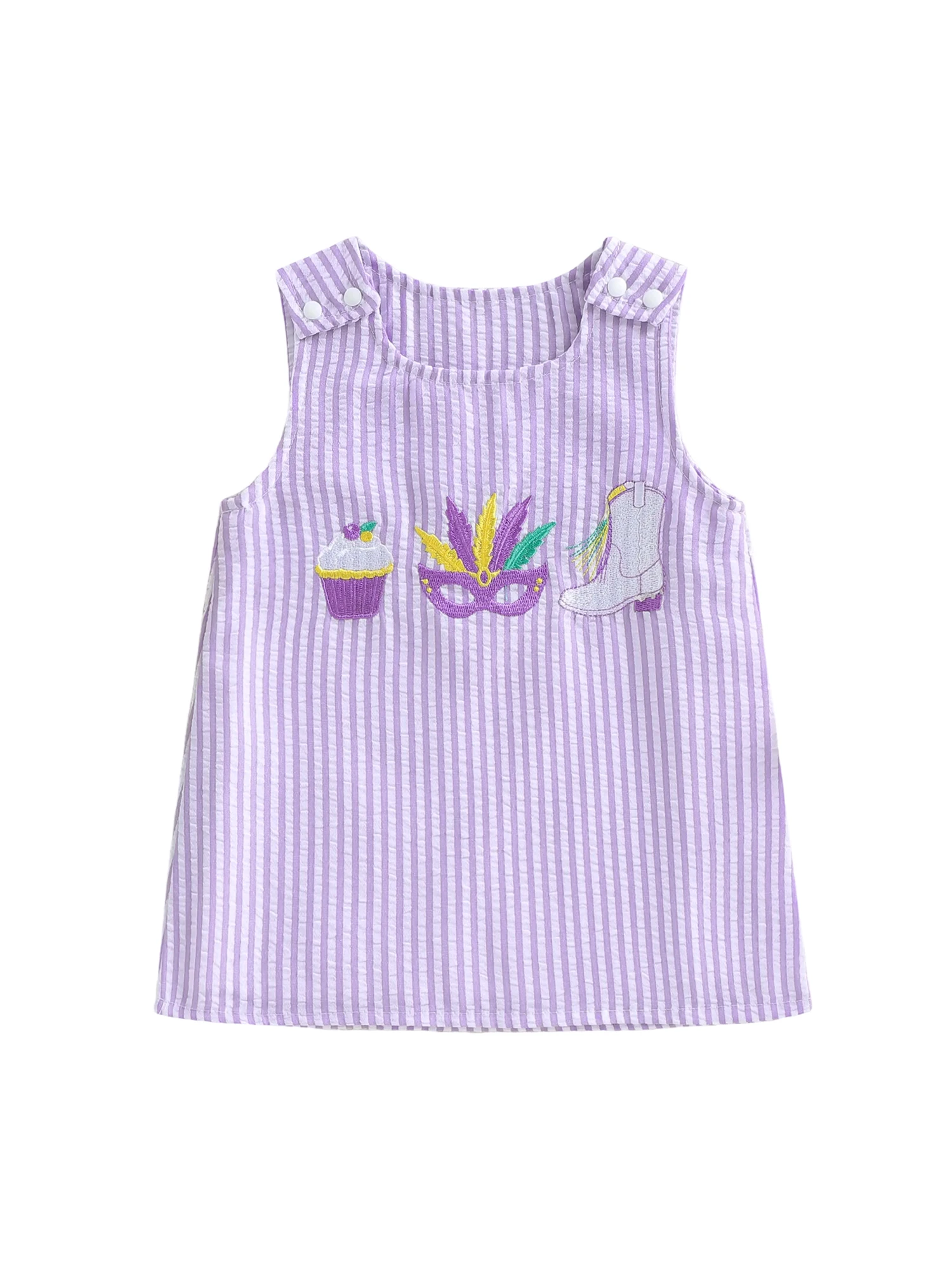 زي كرنفال رائع للفتيات الرضع، فستان مخطط أنيق بدون أكمام مع قناع مطابق #5