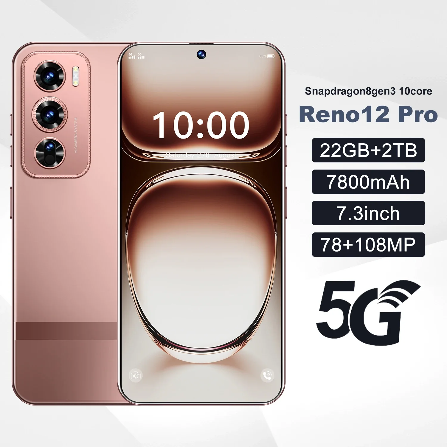 

Reno12 Pro Global Version Smartphone Snapdragon8 gen3 16G+1TB 7800mAh 78+108MP 4G/5G Network Cellphone Android Mobile Phone