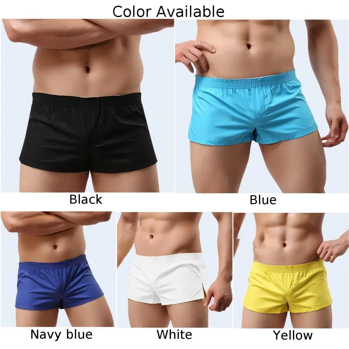 Men Casual Shorts Training Sports Gym Side Forked Workout Running Fitness Beach Bottoms Short Pants Breathable Beach Shorts