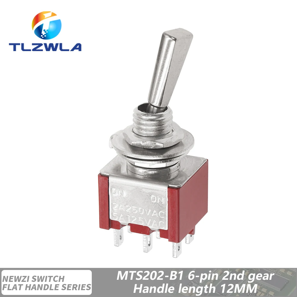 6mm Flat Handle Toggle Switch 3/6Pins ON-OFF-ON