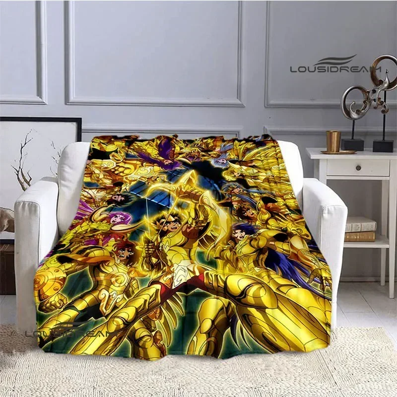 Knights of the Zodiac Cartoon printed blankets Picnic blanket Flange Warm blanket Home travel blankets bed linings birthday gift