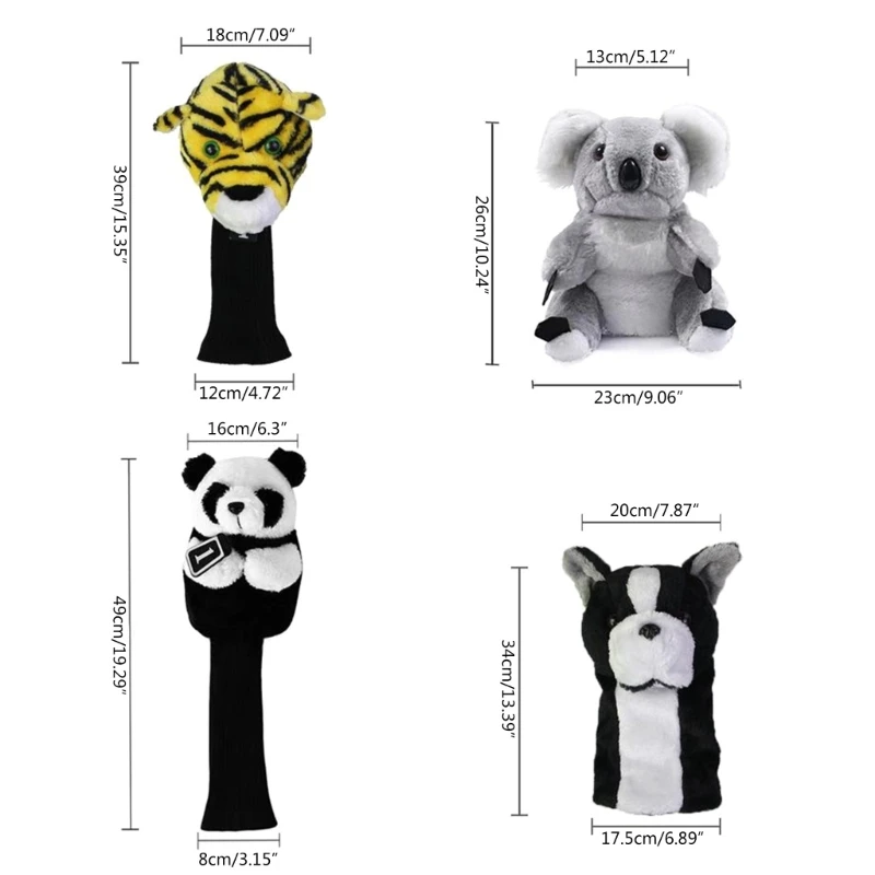 Golf Head Covers Golf Covers for Golf Club Novelty Realistic Animal Headcover Plush Golf Club Protector Gifts for Adults