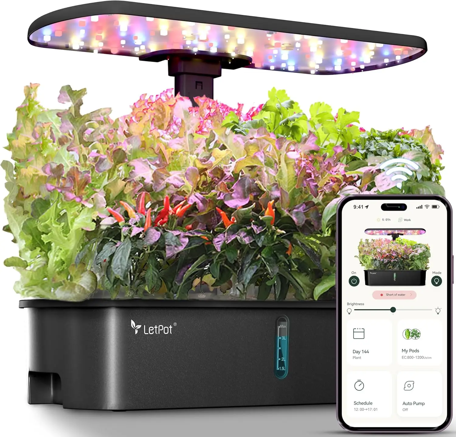 Hydroponics indoor garden kit 10 pod air growing system app wifi controlled 24w full spectrum grow light vegetable kitchen gift