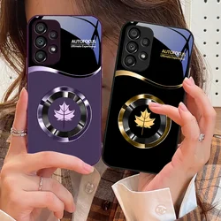 Circle Maple Leaf Blue For Samsung Galaxy S10 4G S20 11E 30 S21 21Fe 22 S24 Pro S23 Ultra 5G S8 S9 Tempered Glass Phone Case