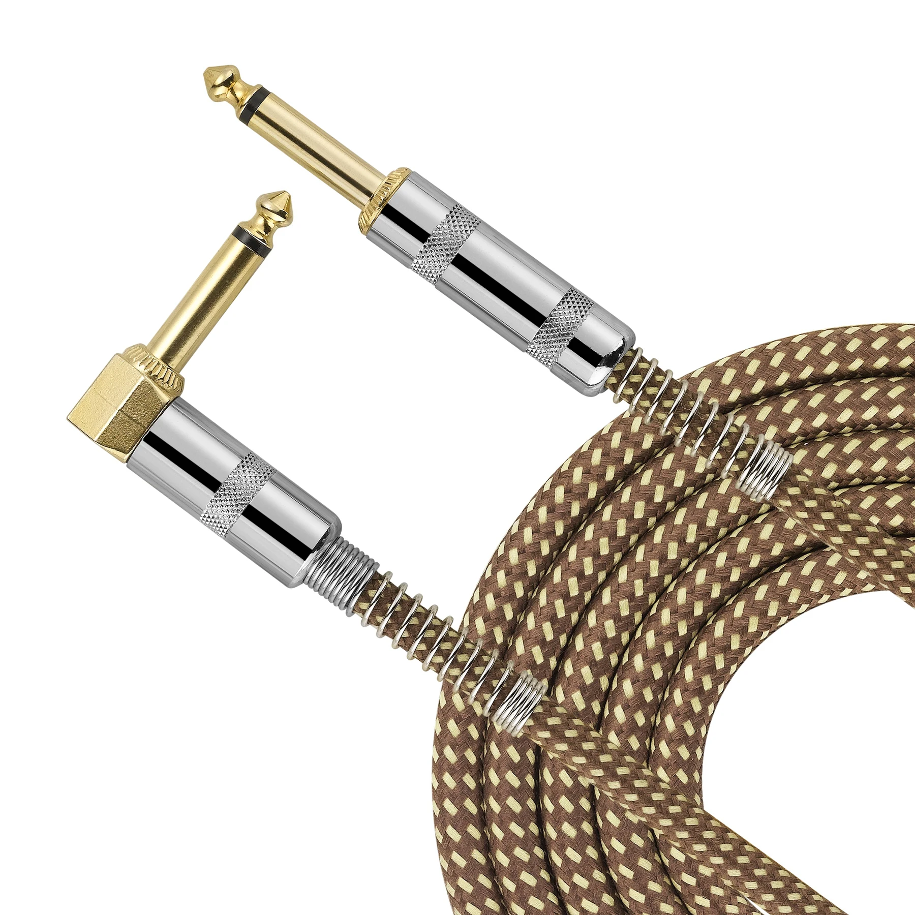 Bochara pleciony 1/4 \'\'Jack 90 stopni 6.5mm do 6.5mm Audio Mono kabel pozłacany na gitarę elektryczną wzmacniacz miksujący 1.5m 3m 5m