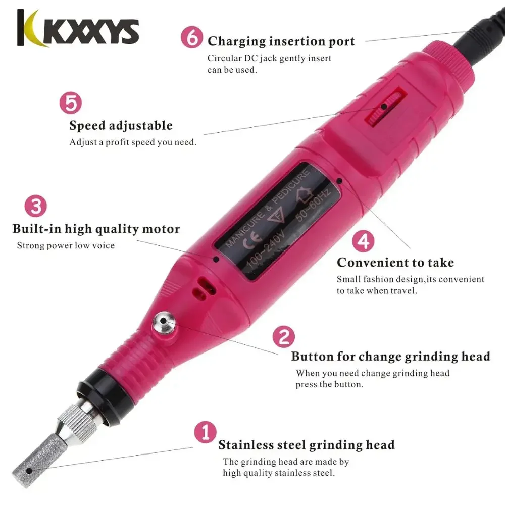 Complete Electric Manicure Pedicure Drill Set-Nail Art Pen & Bits Included, Professional Home Salon Nail File Machine