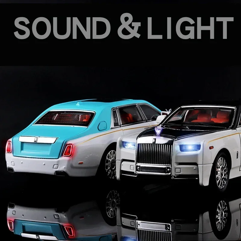 1:18 Rolls Royce Phantom aleación Luxy coche modelo Diecasts coche de Metal recoger decoraciones simuladas sonido y luz regalos para niños