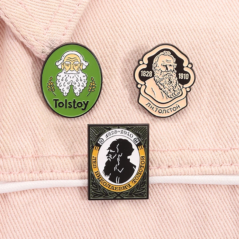 Russischer Löwe Tolstoi, politischer Denker, Philosoph, Emaille-Anstecknadeln, Literaturliebhaber, Broschen, Anstecknadel, Schmuck, Geschenke für Freunde