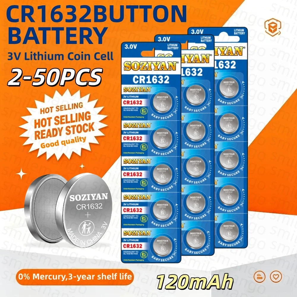 Battery CR1632 Lithium Battery DL1632 BR1632 KCR1632 ECR1632 For Car Remote Control Watch Button Coin Cells