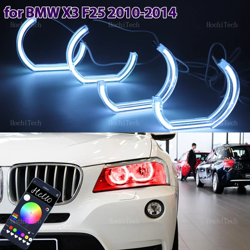 

APP управление RGB кольцом Angel Eyes светодиодные кольца комплекты обновления фар для BMW X3 F25 галогенная фара 2010 2011 2012 2013 2014