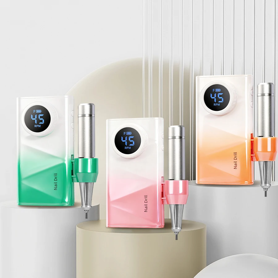 مثقاب أظافر هادئ لاسلكي قابل لإعادة الشحن بجودة الصالونات الاحترافية اللاسلكية 45000 دورة في الدقيقة مزيل طلاء الأظافر آلة حفر الأظافر #2