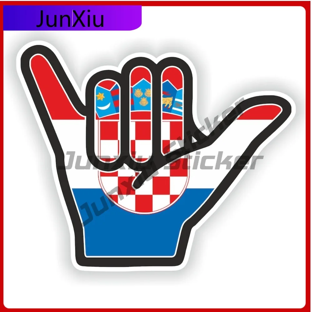 

Croatia Flag Shaka Hand Hang Loose Sticker Vinyl Decal Graphic Front Bumper Sticker Funny Decorations Rv Stickers Car Decoration