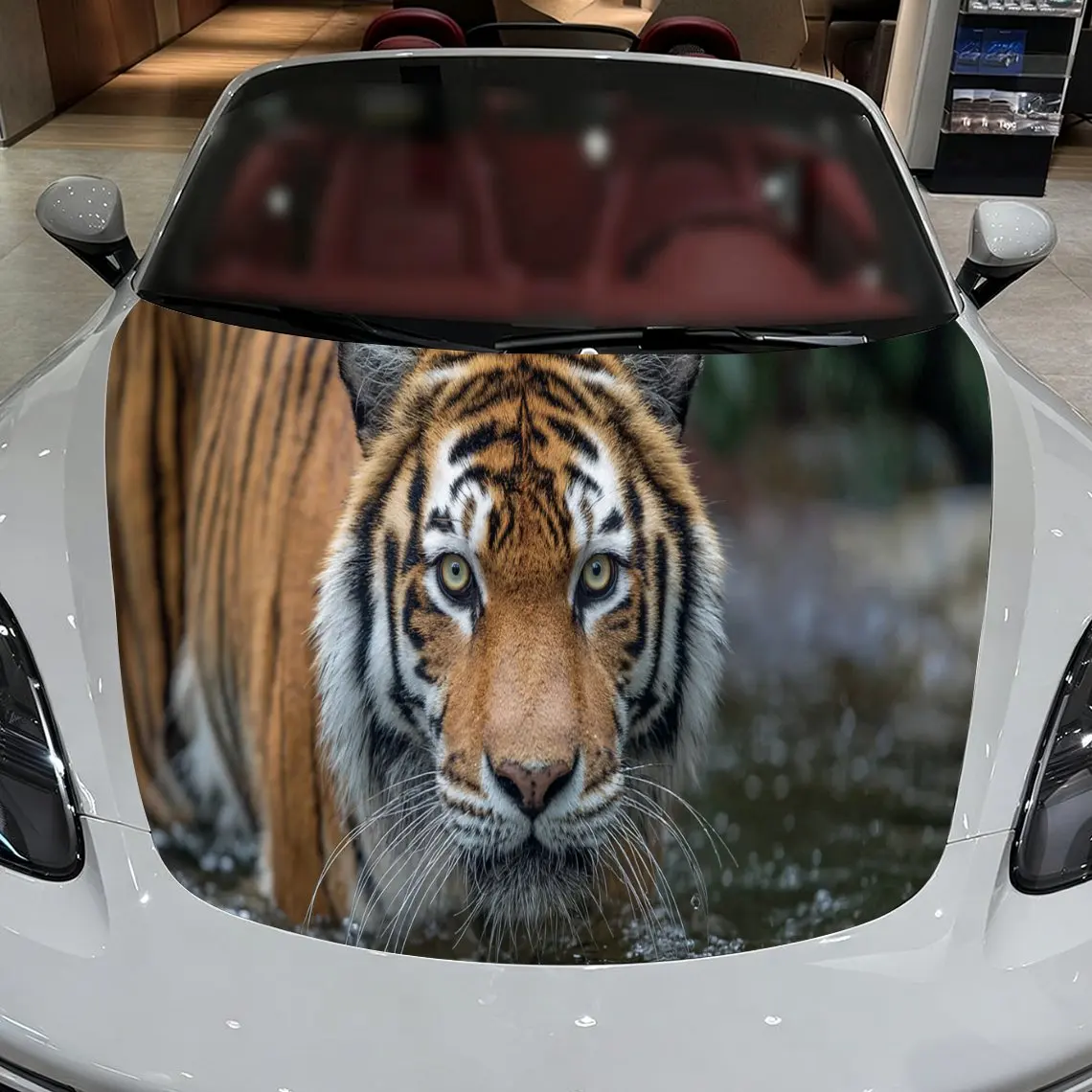 

Charming Jungle Tiger Car Hood Stickers - Self-Adhesive, Waterproof and Durable Vinyl Wrap, Decorate And Protect Your Car - The