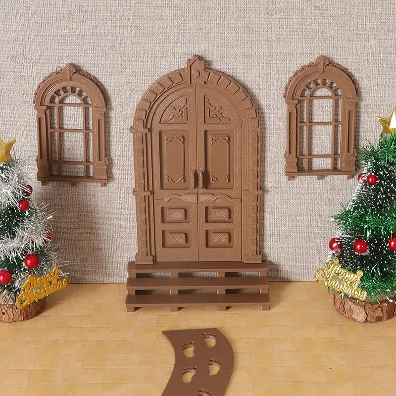 1pc casa de bonecas estilo europeu porta modelo mini simulação casa bonecas micro cena construção adereços móveis decoração acessórios