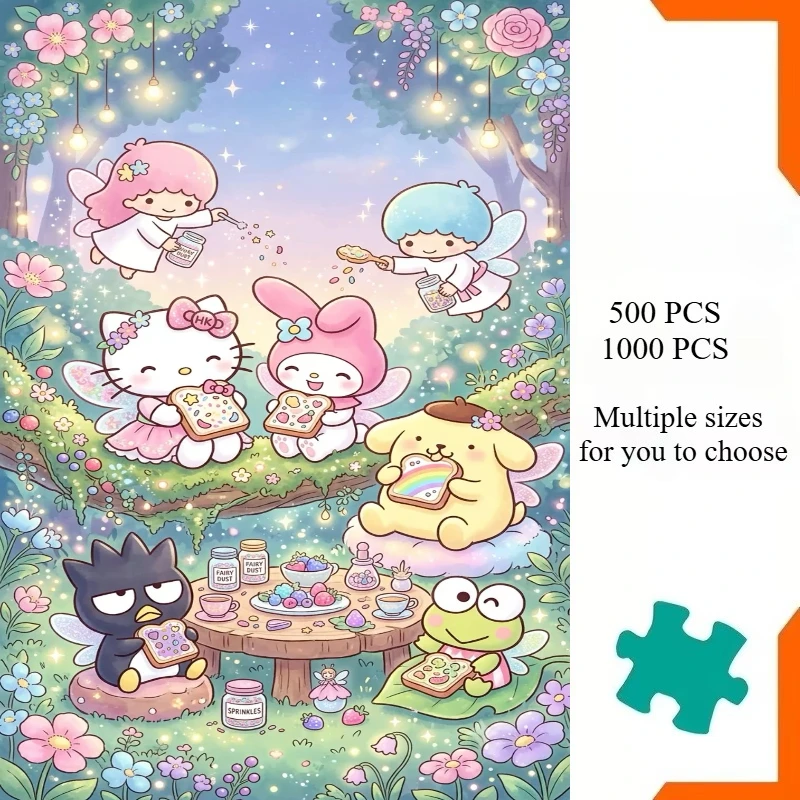 Adult Jigsaw Puzzle 1000 Pieces Puzzle Sanrio Fairy Forest Tea Party Paper Puzzle Decorative Painting Exercise Brain Thinking