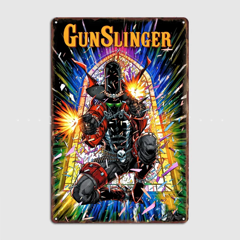 Gunslinger Spawn Comic Cover Poster Metal Tin Sign Indoor Outdoor Home Decor Bar Custom Posters Wall Room Decorations
