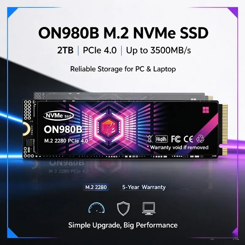Original ON980B M.2 NVMe SSD,Portable 500GB-4TB up to 3500MB/s,Solid State Hard Disk Drive for Laptop Desktop Computers.