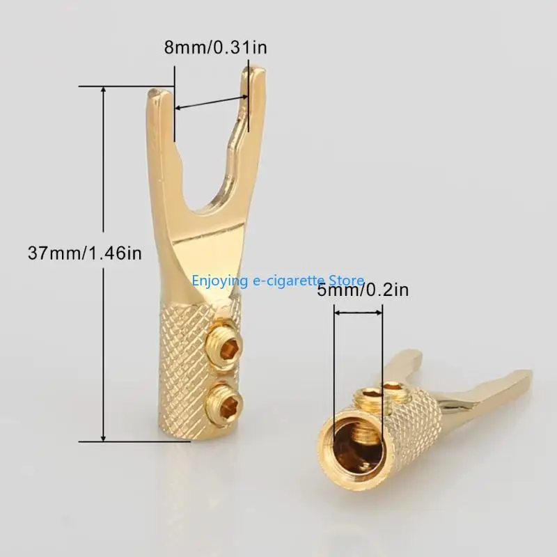Lautsprecher-Flachstecker mit gerändeltem Y-Gabelende mit strukturiertem Metallgehäuse Y4QF – Detail 6