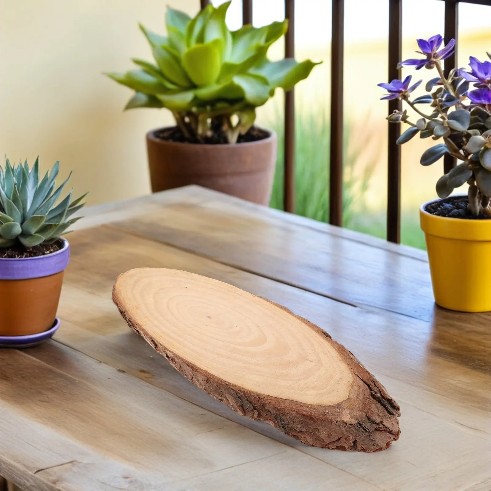 2Pcs Wooden Stepping Stones Oval Wood Pieces Garden Path Walkway Outdoor Landscape Stone Decorative Walking Stones for Yards