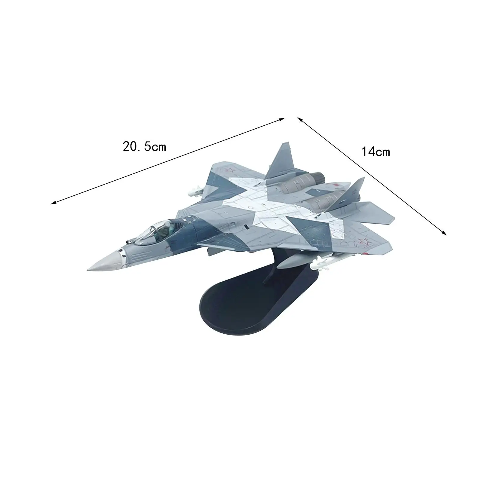 نموذج سبيكة Diecast بمقياس 1/100 SU 57 مقاتلة لغرفة النوم وخزانة التلفزيون والمكتب #6