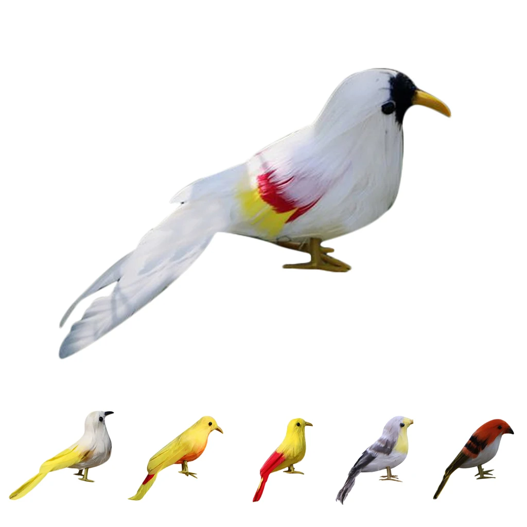 Artificial Bird Feathered Realistic Sparrow Home Garden Decor Ornament 7 Colors