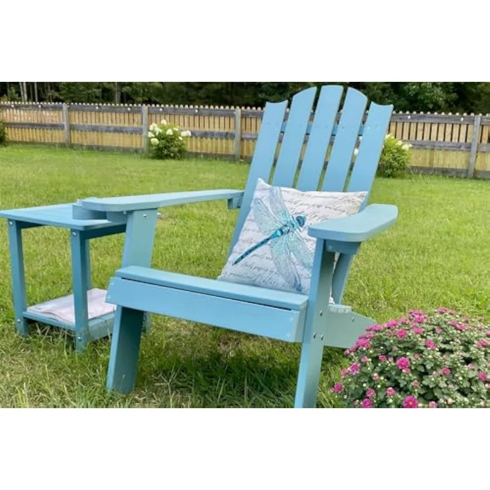 Meluvici Double Adirondack Outdoor Side Table Weather Resistant, Outdoor Rectangular Patio End Table for Adirondack Chair, Aruba