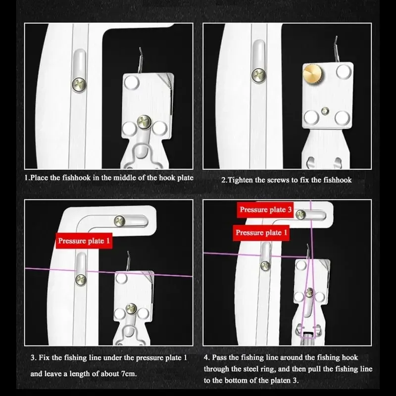 عقدة خطاف السمك، معدات صيد الأسماك المحمولة شبه الأوتوماتيكية المصنوعة من الفولاذ المقاوم للصدأ سريعة التثبيت، ملحقات صيد الأسماك بخطاف مزدوج
