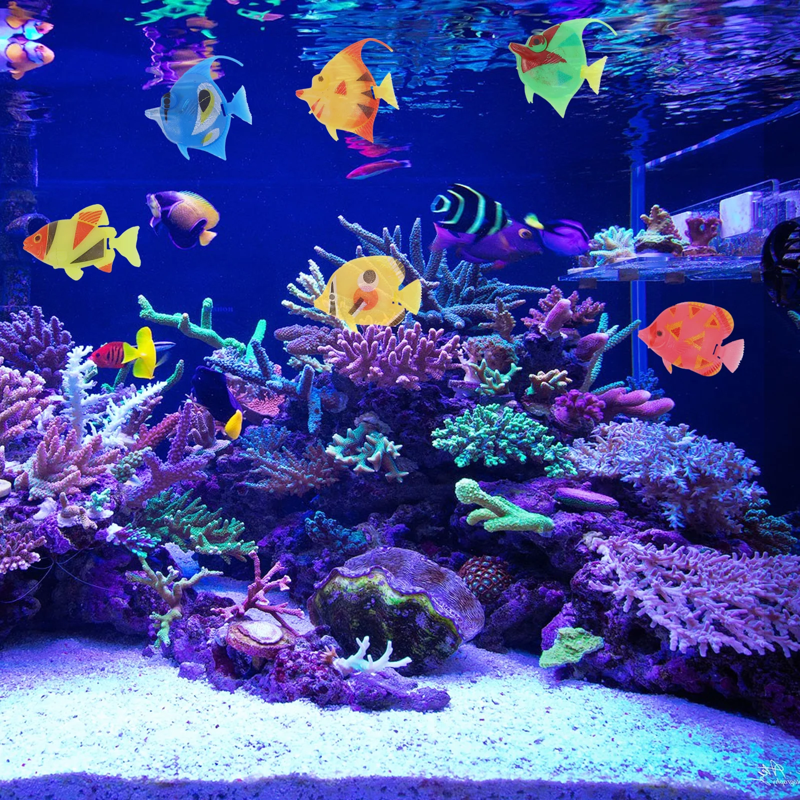 

20pcs Artificial Floating Fishes Plastic Tropical Aquarium Decorations Fake Ornaments for Home Fish Tank Toy Gifts