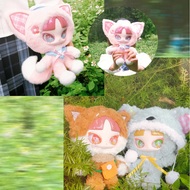 

Inns Plush Blind Box Growing Spring Series Cute White Bear Ear Plush Doll Collectible Art Toy Home Decor Desktop Ornament