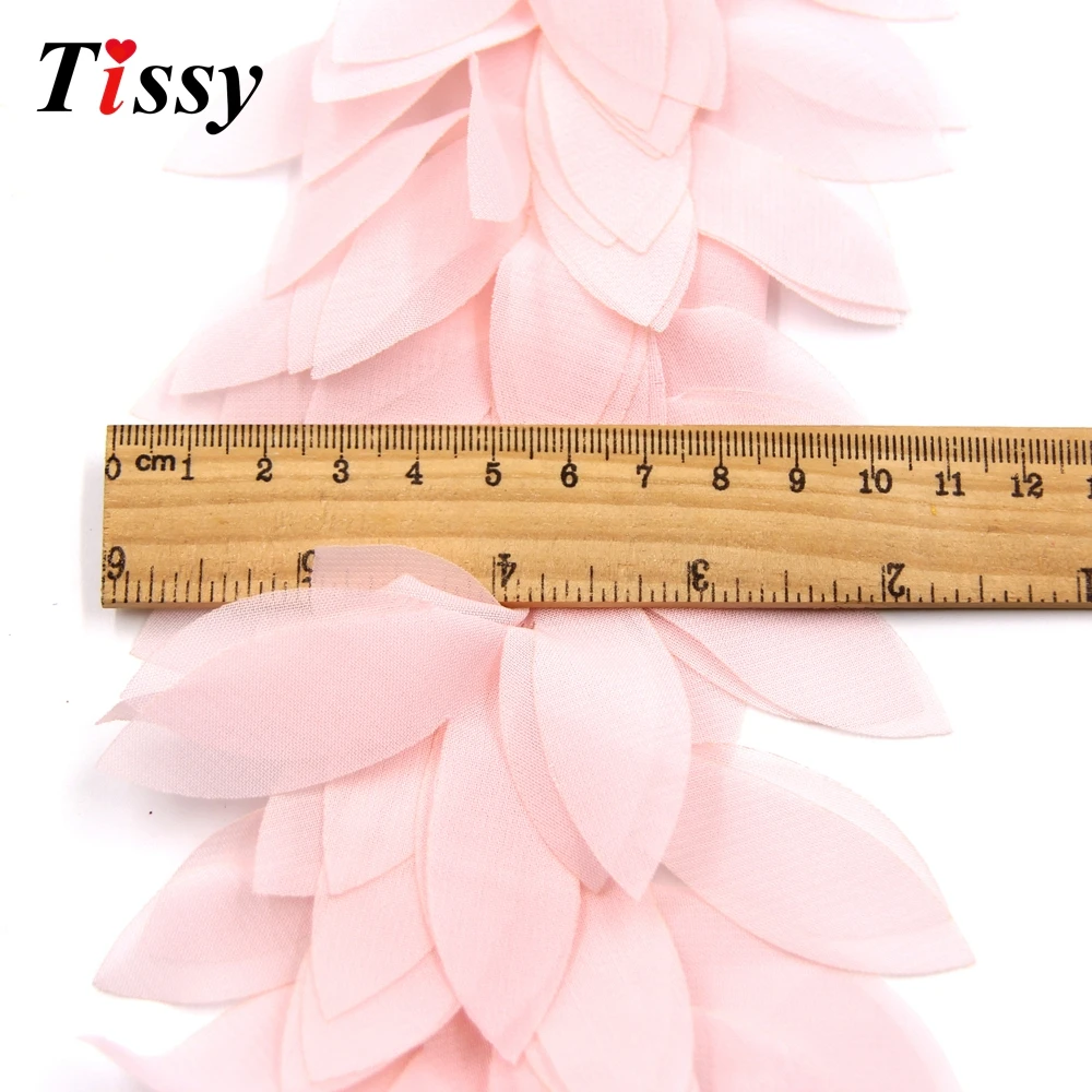 1Yard Lace Flower Chiffon Flowers Leaves Trim Lace Fabric Ribbon DIY Sewing Accessories&Home Wedding Party Decoration