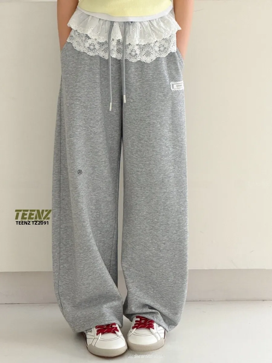 plones-deportivos-para-ninas-con-ribete-de-encaje-corte-hoado-largos-casus-de-aodon-con-cintura-ajustable-con