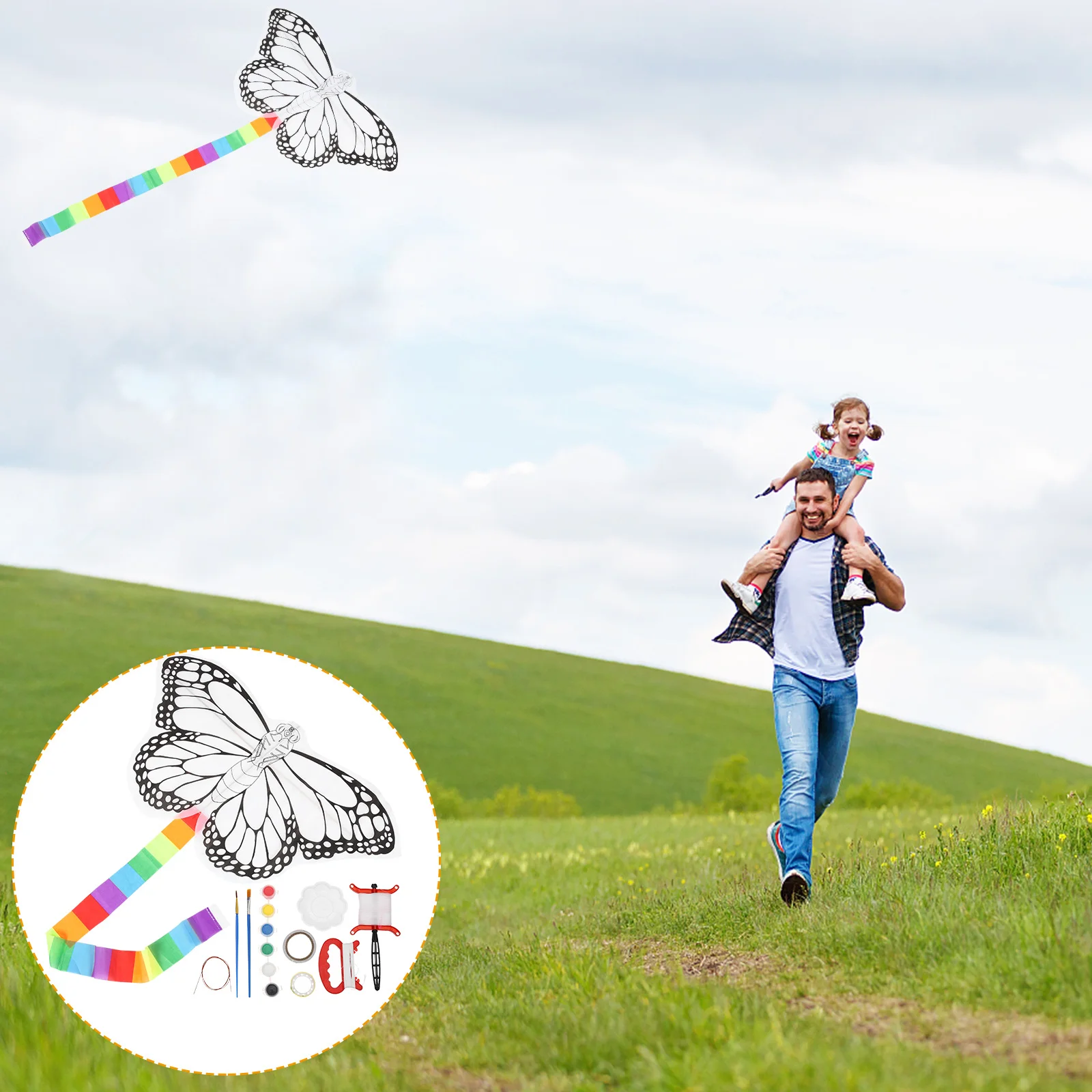 DIY Vlieger Maken Kit Lege Vlinder Onderdelen voor Kinderen Peuters Leeftijd 3/5 Vlieger Schilderen Decoraties Lichtgewicht Draagbare School