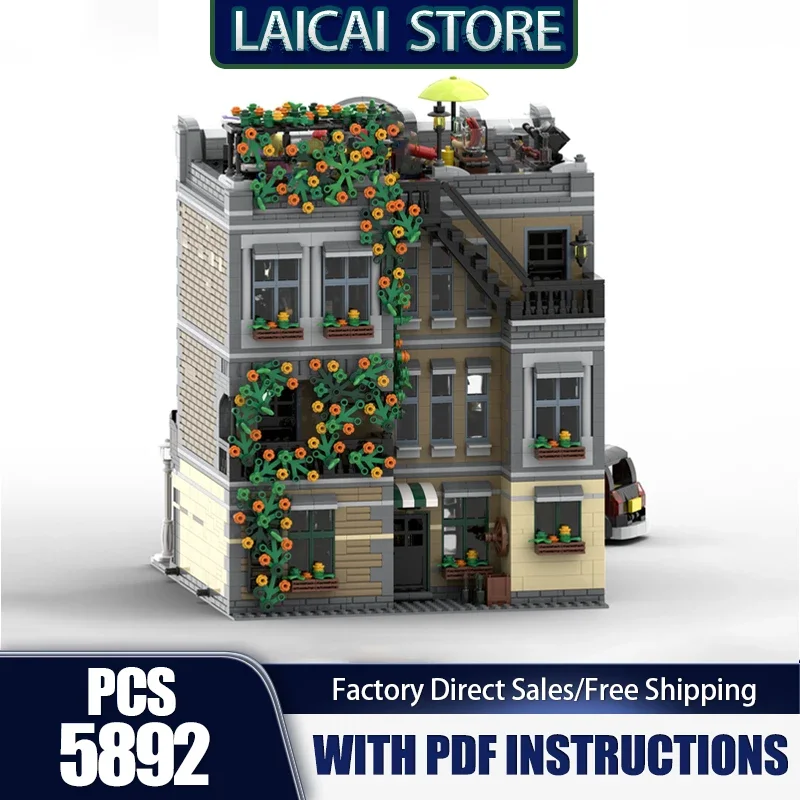 Modular City Building Model Moc Building Block City Bar Model Technology Bricks DIY Assembly Present Holiday Construstion Toy