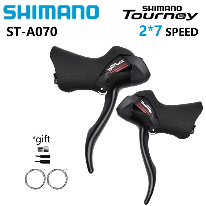 

SHIMANO TOURNEY A070 2x7 Скорость переключения передач ДВОЙНОЙ УПРАВЛЕНИЯ РЫЧАГ Зажим Передний переключатель Задний переключатель Шоссейный велосипед A070 Переключатель передач