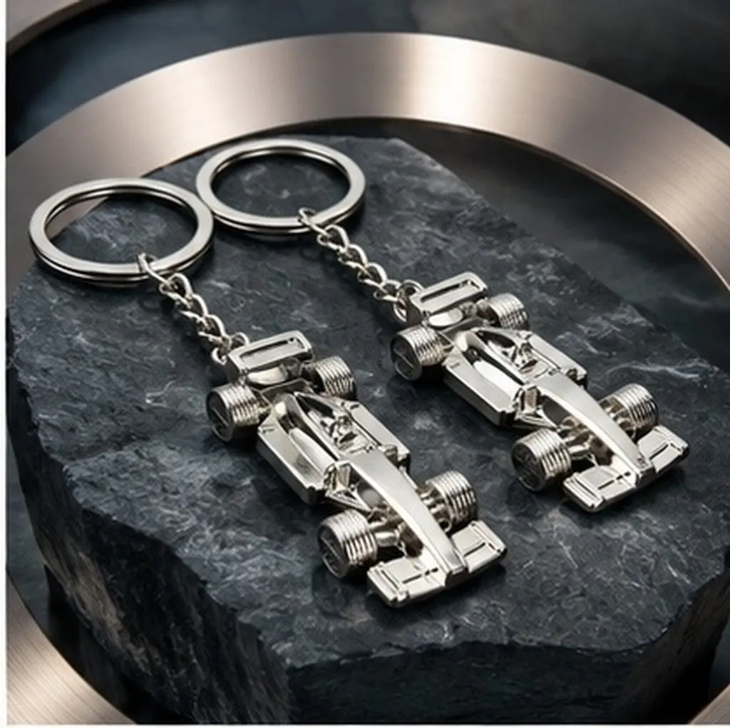 2Pcs Racing Car Keychains Premium Metal Key Pendant for Bag Backpack Keys Stylish Car Theme Key Holder Small Gift Unique Design