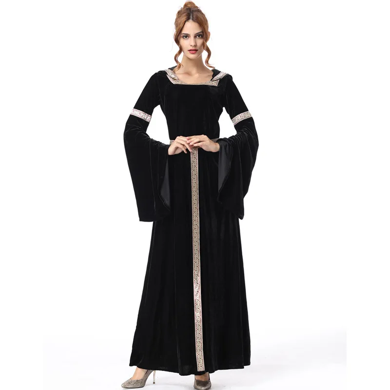 

Princess Long Dress Witch Role-playing Costume Court Performance Clothing Halloween Ball Masquerade Event Outfit Polyester