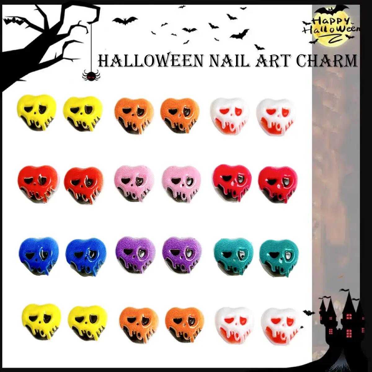 

Random Mixed Cute Cartoon Luminous Resin Halloween Nail Art Decoration Colorful Skeleton Nail Charms Supplies For Manicure DIY