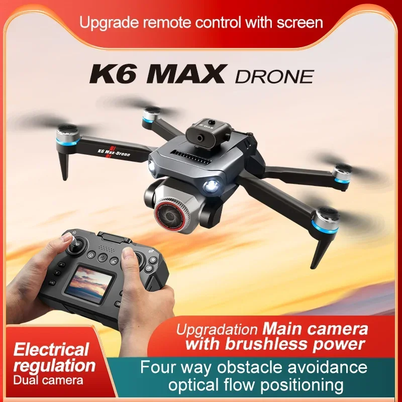 New K6 Max 4K HD Screen Controlled Drone Real-Time Transmission Belt Screen Display Aerial Photography Quadcopter Dron Toys Gift