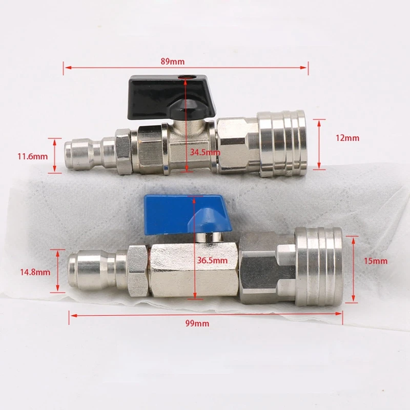 Pressure Washer Ball Valve Kit 1/4 Quick Connector and M22 14mm for Power Washer Hose Switch On/Off for Car Wash Stainless Steel