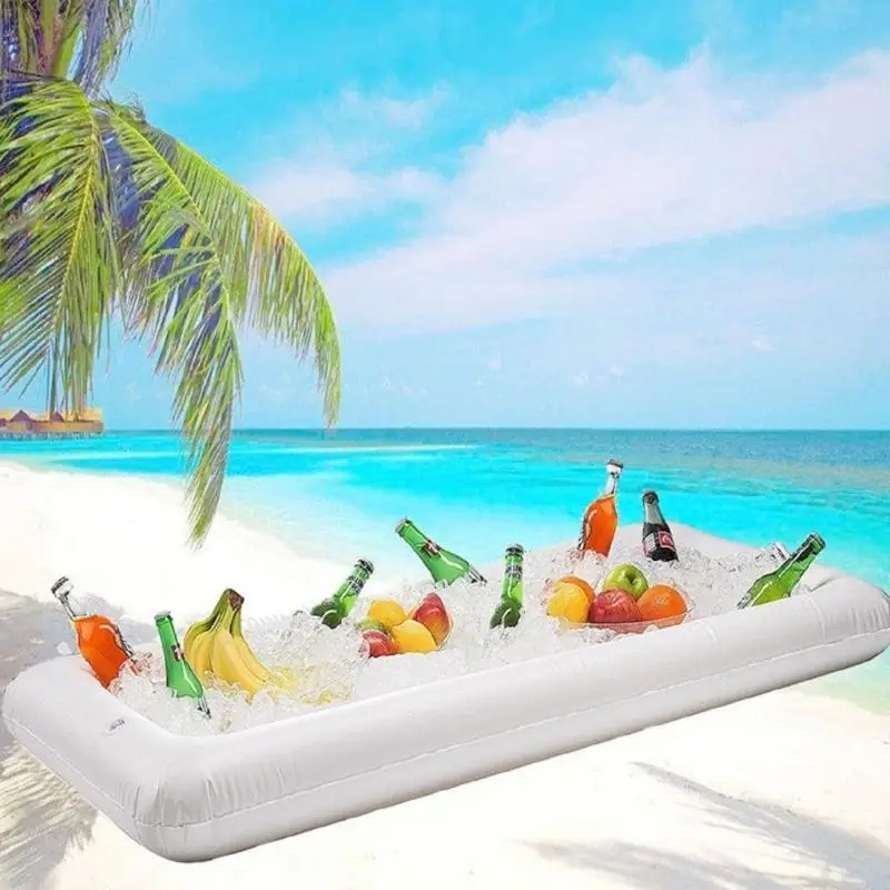A2UB 4-teiliger aufblasbarer Getränke-Eisblockhalter aus PVC, wiederverwendbare schwimmende Eiswürfelschale für Spaß und – Detail 3